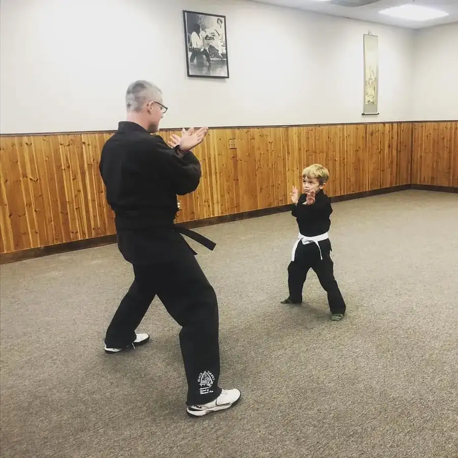 Private Kung Fu lesson with an instructor and young student